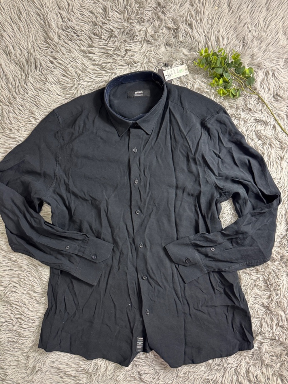 NWT Mavi Men’s Black Long Sleeve Button-Up Shirt all blue x tencel size XL